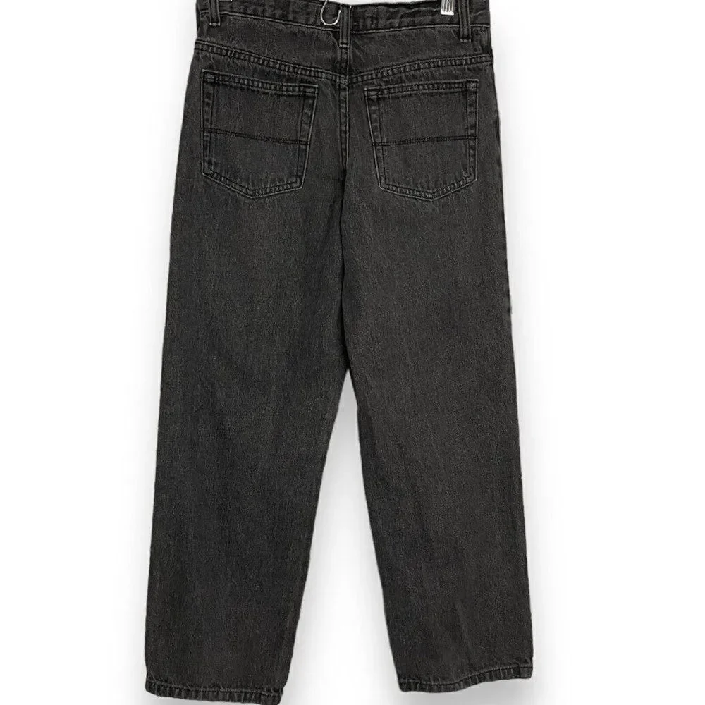 Cherokee Straight Fit Jeans Girls 12 Black Y2K Retro Dark Academia Pockets Zip